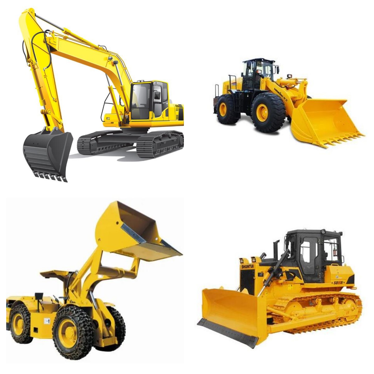 Unterschied zwischen Schaber, Lader, Bulldozer und Bagger
